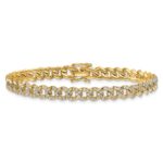 14K Polished Complete 2.6 carat Diamond Fancy Curb Link 7 inch Bracelet - Image 3