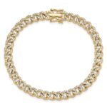 14K Polished Complete 2.6 carat Diamond Fancy Curb Link 7 inch Bracelet - Image 4