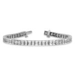14k White Gold 10 carat Lab Grown Diamond VS/SI+ G+ Complete Princess Bezel Set Tennis Bracelet - Image 5