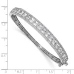 14k White Gold 5 carat Lab Grown Diamond VS/SI+ G+ Round and Princess Hinged Complete Bangle Bracelet - Image 3