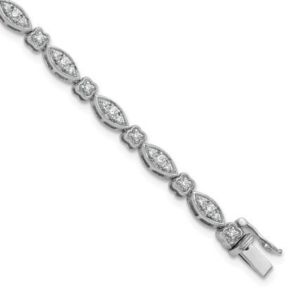 14k White Gold 1 carat Lab Grown Diamond VS/SI+ G+ Complete 7 inch Fancy Bracelet