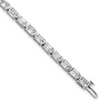 14k White Gold 10 carat Lab Grown Diamond VS/SI+ G+ Complete Emerald Bezel Set Tennis Bracelet