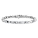 14k White Gold 10 carat Lab Grown Diamond VS/SI+ G+ Complete Emerald Bezel Set Tennis Bracelet - Image 3