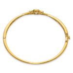 14K Polished and Textured Complete 1/2 carat Diamond Fashion Hinged Oval Bangle Bracelet - Image 2