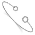 14k White Gold 1/4 carat Lab Grown Diamond VS/SI+ G+ Complete Circle Flexible Cuff Bangle Bracelet