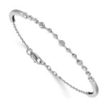 14k White Gold Complete 1/4 carat Diamond Half-Bangle 6.75 inch Bracelet with 0.5 inch Extender