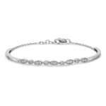 14k White Gold Complete 1/2 carat Diamond Half-Bangle 6.75 inch Bracelet with 0.5 inch Extender - Image 3