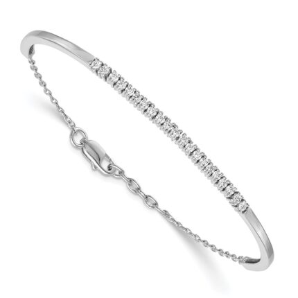 14k White Gold 3/4 carat Lab Grown Diamond VS/SI+ G+ Complete Bangle Bracelet