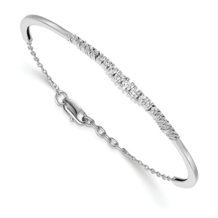 14k White Gold 3/4 carat Lab Grown Diamond VS/SI+ G+ Complete Graduated Bangle Bracelet