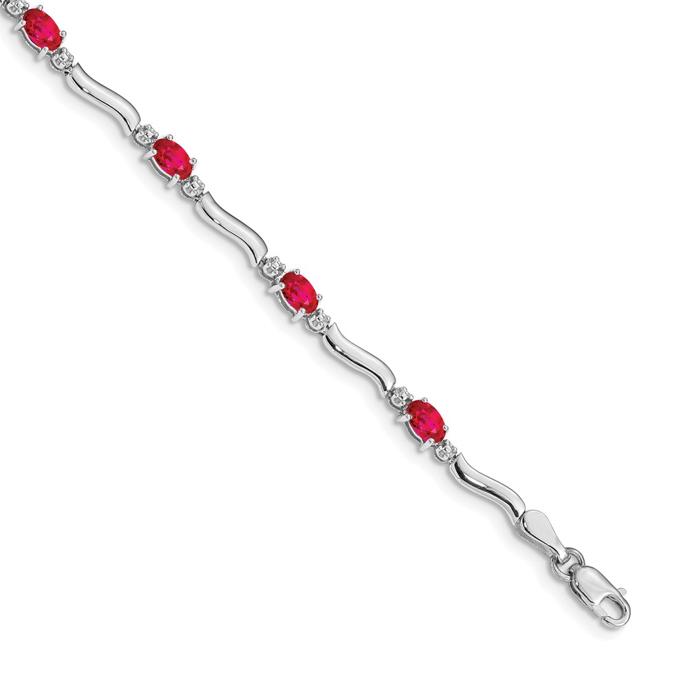 BM4474-RU-001-WA.jpg 10k White Gold Diamond and Ruby Bracelet - Image 1