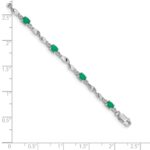 10k White Gold Diamond and Emerald Bracelet - Image 4