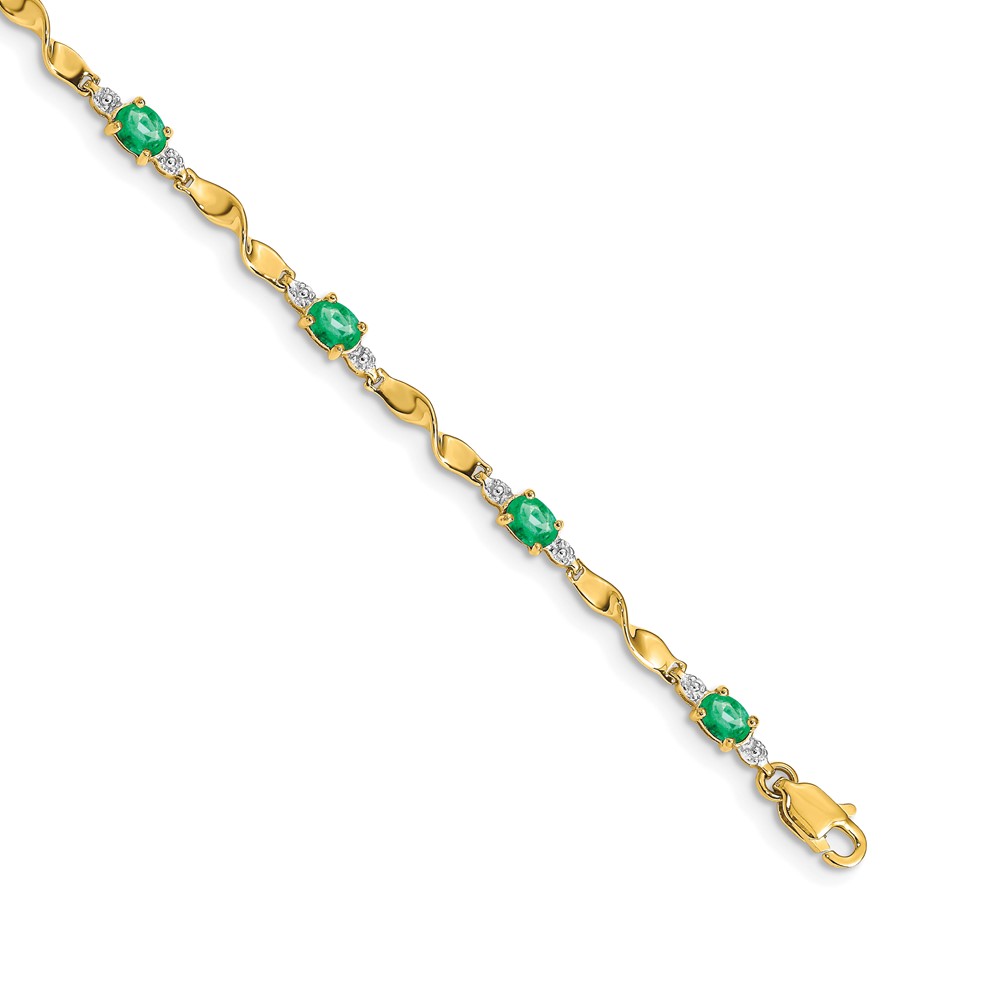 BM4475-EM-001-1YA.jpg 10k Diamond and Oval Emerald Bracelet - Image 1