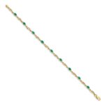 14k Complete Diamond and Oval Emerald Fancy Link 7.25 inch Bracelet - Image 2
