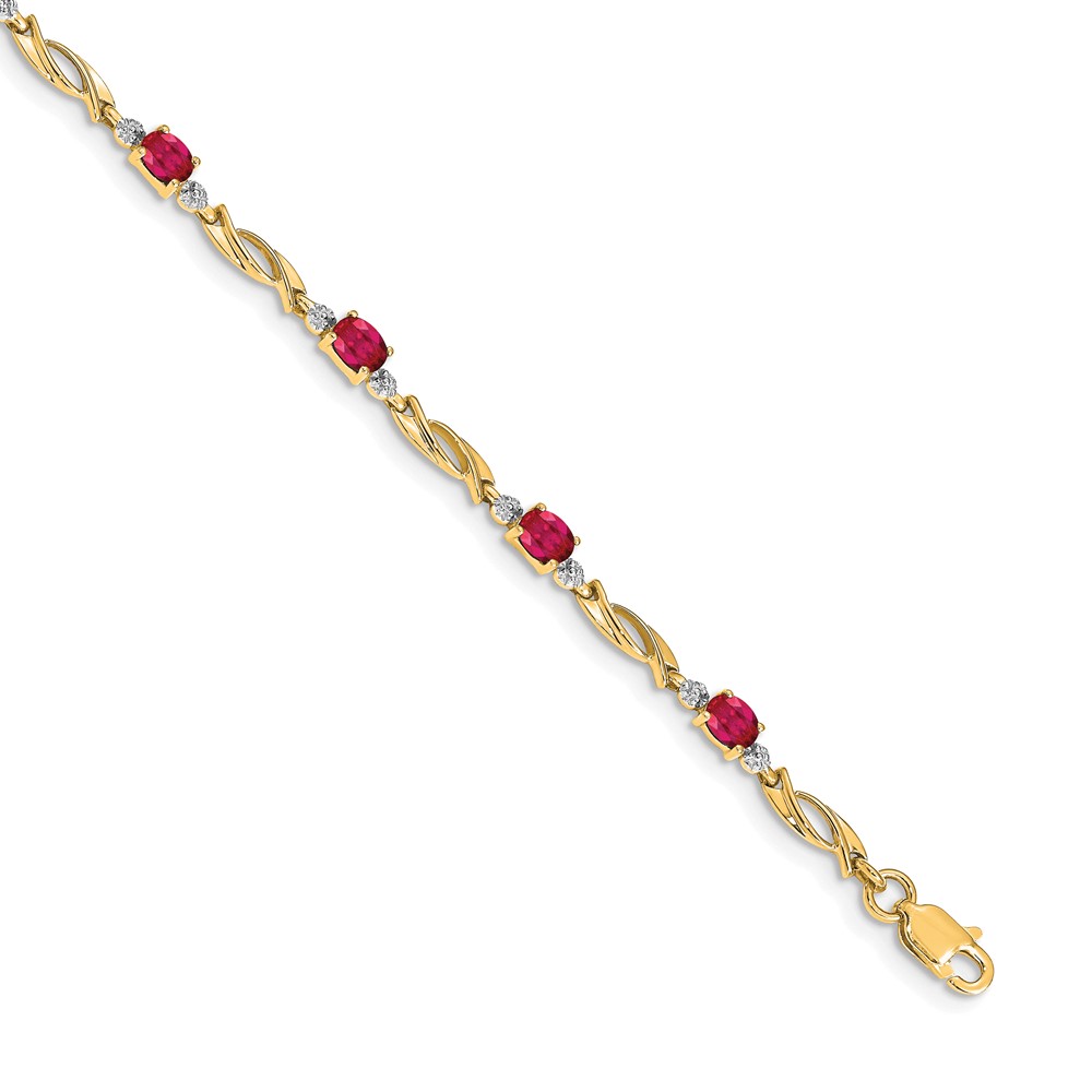 BM4476-RU-001-1YA.jpg 10k Diamond and Oval Ruby Bracelet - Image 1
