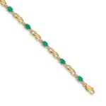 14k Complete Diamond and Oval Emerald Infinity Link 7.25 inch Bracelet