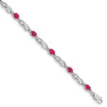 10k White Gold Diamond and Composite Ruby Bracelet