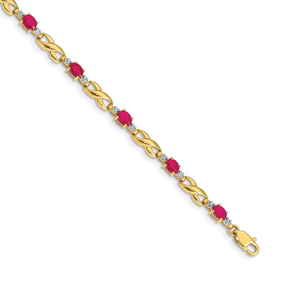 BM4477-RU-001-YA.jpg 14k Complete Diamond and Oval Ruby Infinity Link 7.25 inch Bracelet - Image 1