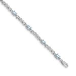 14k White Gold Complete Diamond and Oval Aquamarine X-design 7.25 inch Bracelet