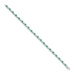 14k White Gold Complete Round Emerald Fancy Link 7 inch Bracelet - Image 2