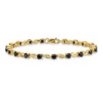 14k Complete Round Sapphire Fancy Link 7 inch Bracelet - Image 3