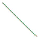 14k Complete Diamond and Oval Emerald 7 inch Bracelet - Image 2