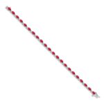 14k White Gold Complete Diamond and Oval Ruby 7 inch Bracelet - Image 2