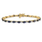 14k Complete Diamond and Oval Sapphire 7 inch Bracelet - Image 3