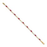 14k Complete Diamond and Oval Ruby Open Link 7 inch Bracelet - Image 2