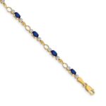 14k Complete Diamond and Oval Sapphire Open Link 7 inch Bracelet