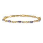 14k Complete Diamond and Oval Tanzanite Open Link 7 inch Bracelet - Image 3