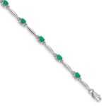 10k White Gold Diamond and Emerald Bracelet