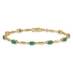 10k Diamond and Oval Emerald Bracelet - Image 3