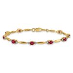 10k Diamond and Oval Ruby Bracelet - Image 3