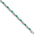 14k White Gold Complete Diamond and Oval Emerald Infinity 7.25 inch Bracelet