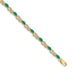 14k Complete Diamond and Oval Emerald Infinity 7.25 inch Bracelet