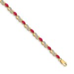14k Complete Diamond and Oval Ruby Infinity 7.25 inch Bracelet