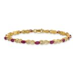 14k Complete Diamond and Oval Ruby Infinity 7.25 inch Bracelet - Image 3
