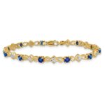 14k Complete Diamond and Round Sapphire 7 inch Bracelet - Image 3
