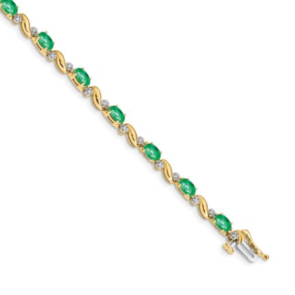 10k Diamond and Emerald Bracelet