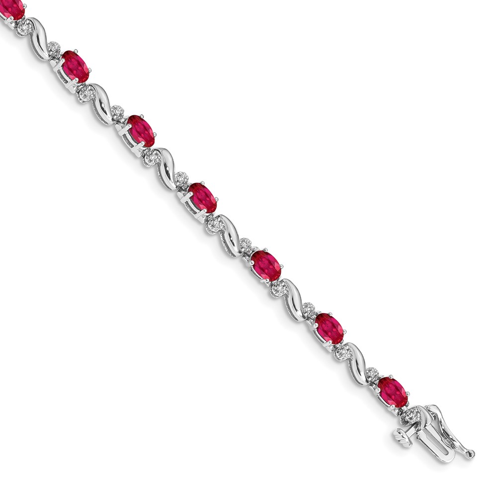 BM4487-RU-010-1WA.jpg 10k White Gold Diamond and Ruby Bracelet - Image 1