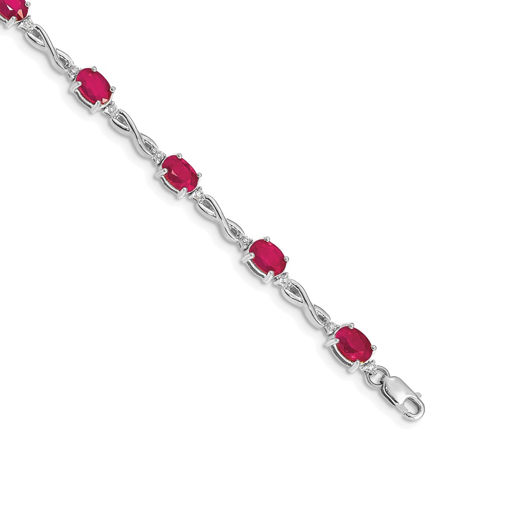 BM4488-RU-025-WA.jpg 14k White Gold Complete Diamond and Oval Ruby Infinity 7 inch Bracelet - Image 1