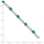 10k White Gold Diamond and Emerald Bracelet - Image 3