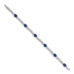 14k White Gold Complete Diamond and Oval Sapphire Infinity Link 7.25 inch Bracelet - Image 2