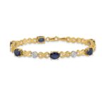 14k Complete Diamond and Oval Sapphire Infinity Link 7.25 inch Bracelet - Image 3