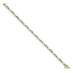 14k Complete Diamond and Oval Swiss Blue Topaz Heart Accent 7 inch Bracelet - Image 2