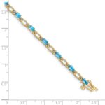 14k Complete Diamond and Oval Swiss Blue Topaz Heart Accent 7 inch Bracelet - Image 3
