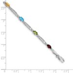 14k White Gold Complete Diamond and Oval Garnet/Swiss Blue Topaz/Peridot/Amethyst/Citrine 7 inch Rainbow Bracelet - Image 3