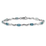 10k White Gold Fancy Diamond and Blue Topaz Bracelet - Image 3