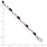 14k White Gold Complete Diamond and Oval Garnet Wavy Link 7 inch Bracelet - Image 4