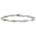 10k White Gold Fancy Diamond and Peridot Bracelet - Image 3